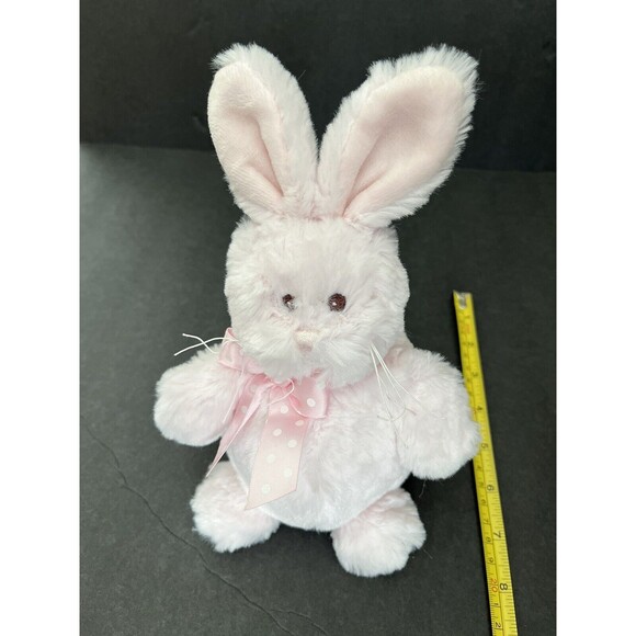 Bearington Bears Collection Plush 9" Baby Bunny Rabbit Plush Pink Poka Dot Bow - Picture 4 of 6